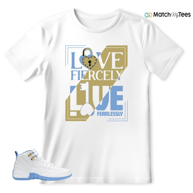 NIKE JORDAN 12 RETRO WHITE UNIVERSITY BLUE (2004) (WOMEN'S) SNEAKER Matching Tees t-shirt