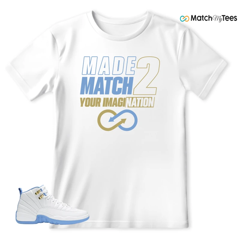 NIKE JORDAN 12 RETRO WHITE UNIVERSITY BLUE (2004) (WOMEN'S) SNEAKER Matching Tees t-shirt