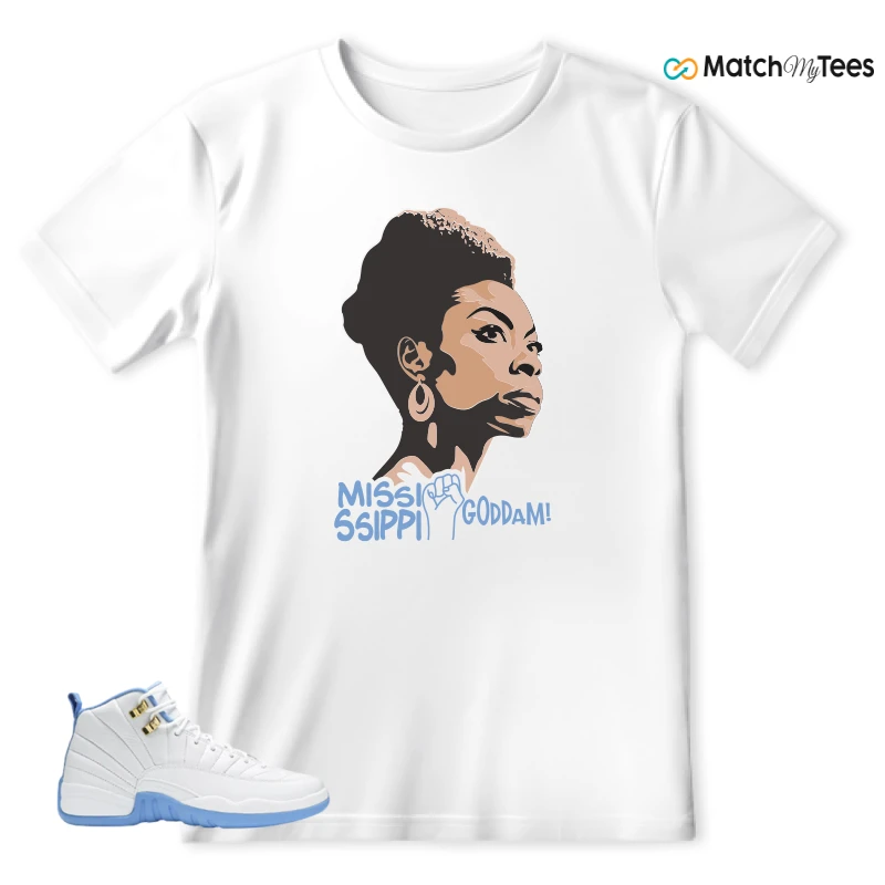 NIKE JORDAN 12 RETRO WHITE UNIVERSITY BLUE (2004) (WOMEN'S) SNEAKER Matching Tees t-shirt