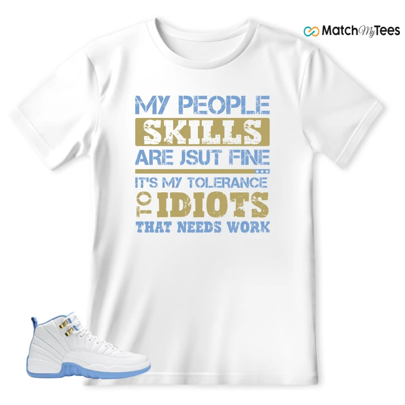 NIKE JORDAN 12 RETRO WHITE UNIVERSITY BLUE (2004) (WOMEN'S) SNEAKER Matching Tees t-shirt