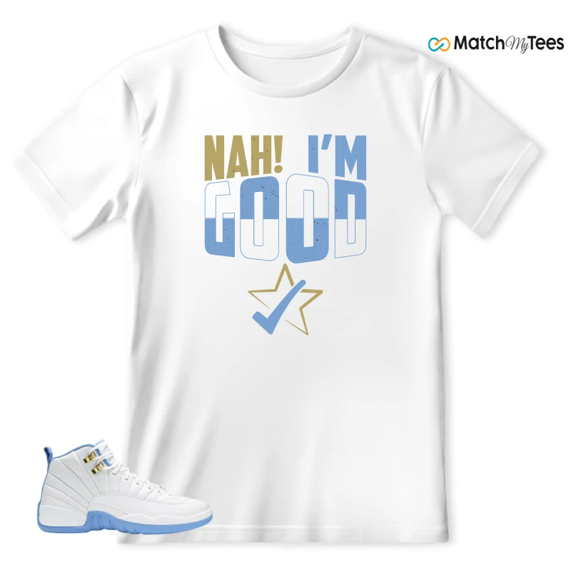 NIKE JORDAN 12 RETRO WHITE UNIVERSITY BLUE (2004) (WOMEN'S) SNEAKER Matching Tees t-shirt