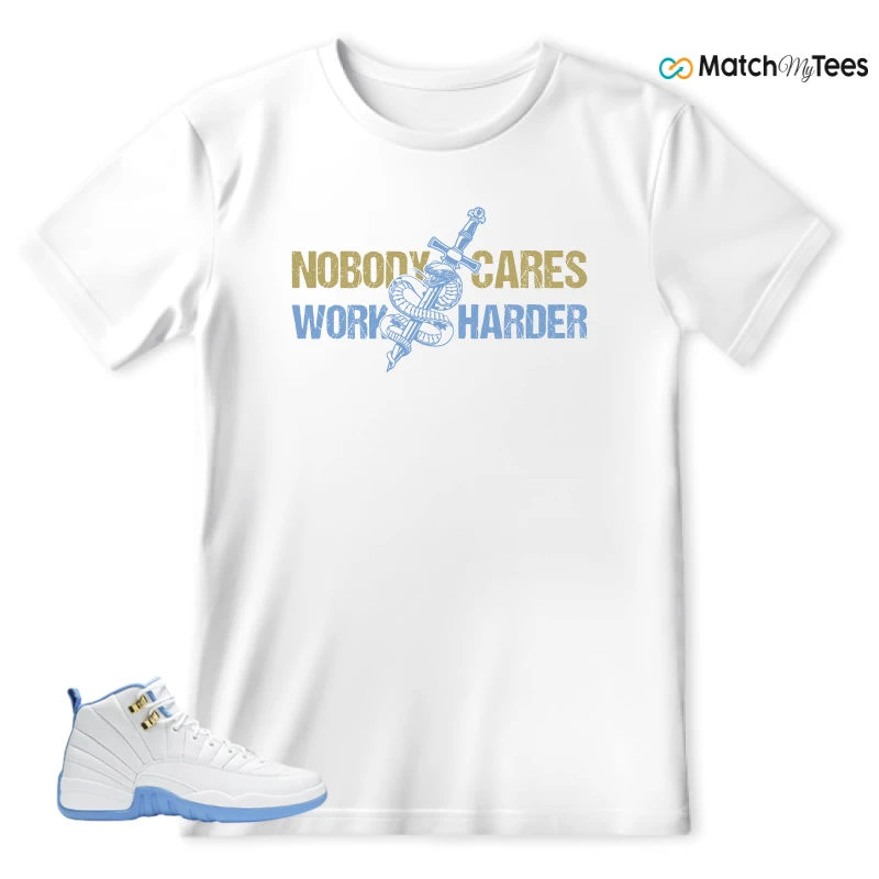 NIKE JORDAN 12 RETRO WHITE UNIVERSITY BLUE (2004) (WOMEN'S) SNEAKER Matching Tees t-shirt