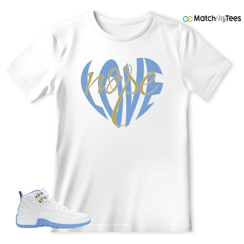 NIKE JORDAN 12 RETRO WHITE UNIVERSITY BLUE (2004) (WOMEN'S) SNEAKER Matching Tees t-shirt