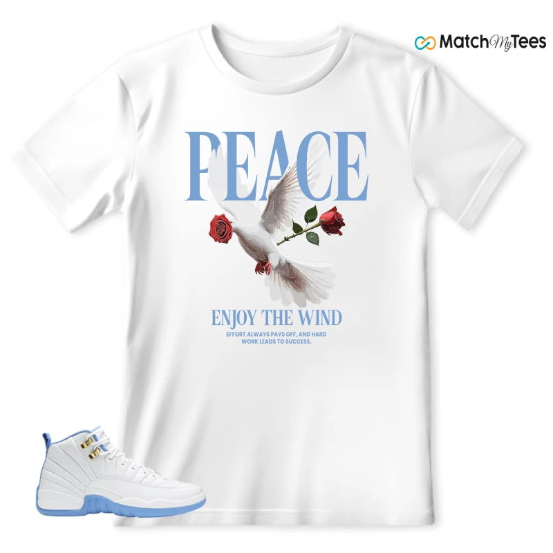 NIKE JORDAN 12 RETRO WHITE UNIVERSITY BLUE (2004) (WOMEN'S) SNEAKER Matching Tees t-shirt