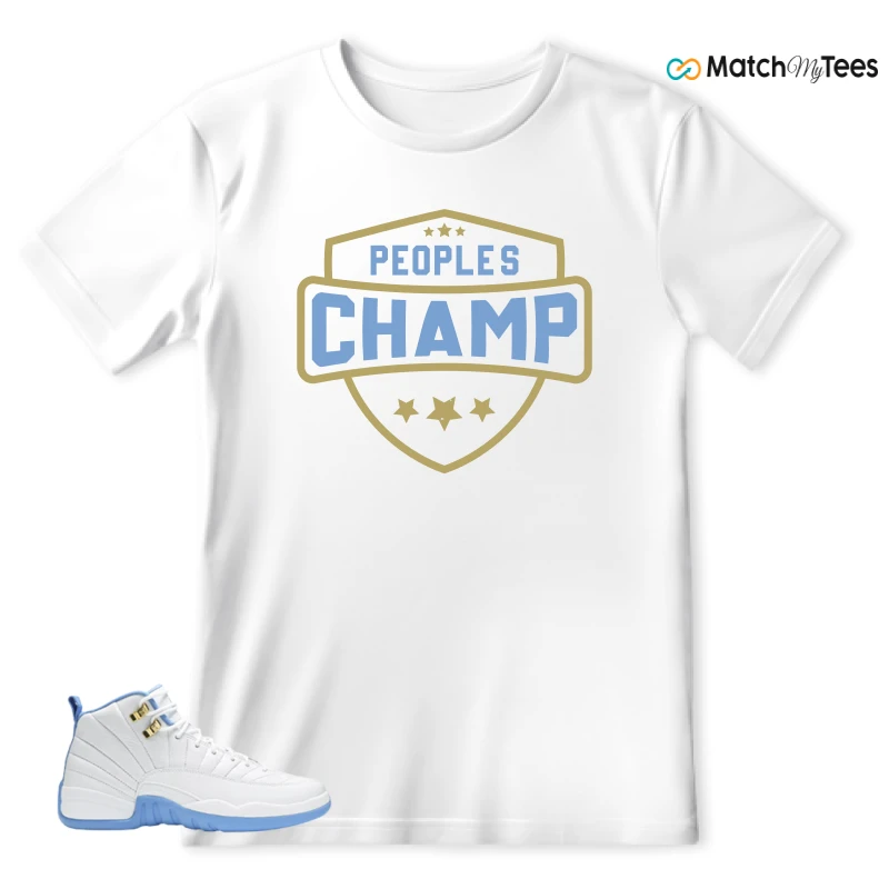 NIKE JORDAN 12 RETRO WHITE UNIVERSITY BLUE (2004) (WOMEN'S) SNEAKER Matching Tees t-shirt