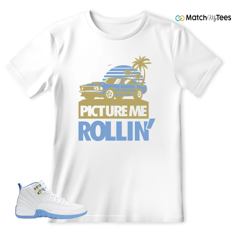 NIKE JORDAN 12 RETRO WHITE UNIVERSITY BLUE (2004) (WOMEN'S) SNEAKER Matching Tees t-shirt