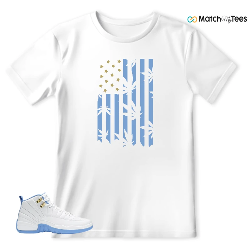 NIKE JORDAN 12 RETRO WHITE UNIVERSITY BLUE (2004) (WOMEN'S) SNEAKER Matching Tees t-shirt