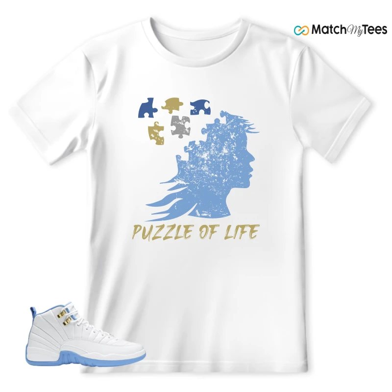 NIKE JORDAN 12 RETRO WHITE UNIVERSITY BLUE (2004) (WOMEN'S) SNEAKER Matching Tees t-shirt