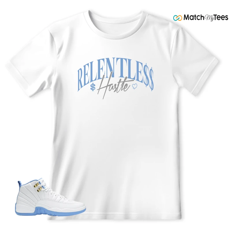 NIKE JORDAN 12 RETRO WHITE UNIVERSITY BLUE (2004) (WOMEN'S) SNEAKER Matching Tees t-shirt