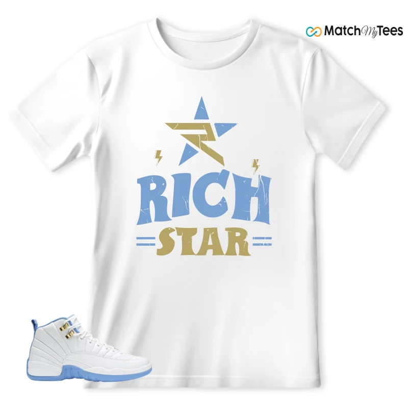 NIKE JORDAN 12 RETRO WHITE UNIVERSITY BLUE (2004) (WOMEN'S) SNEAKER Matching Tees t-shirt