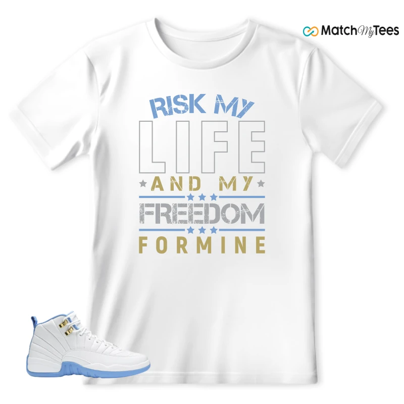 NIKE JORDAN 12 RETRO WHITE UNIVERSITY BLUE (2004) (WOMEN'S) SNEAKER Matching Tees t-shirt