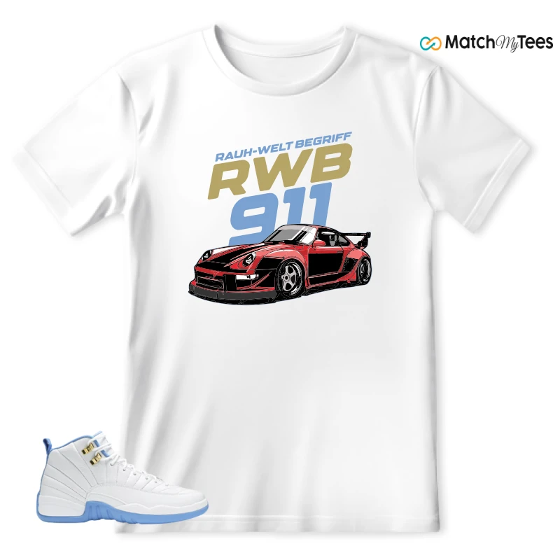 NIKE JORDAN 12 RETRO WHITE UNIVERSITY BLUE (2004) (WOMEN'S) SNEAKER Matching Tees t-shirt
