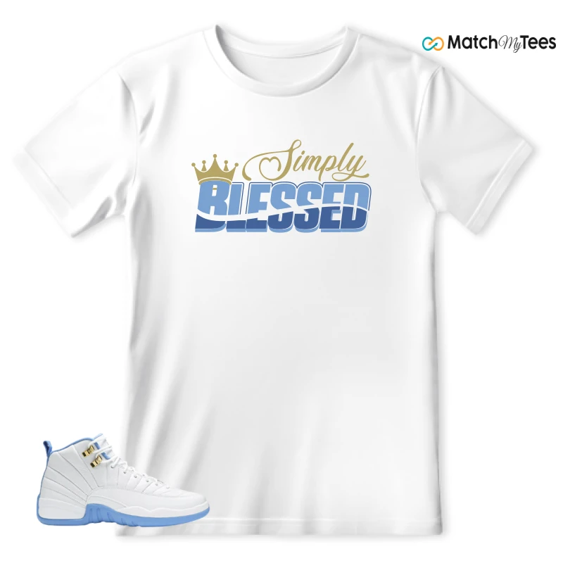 NIKE JORDAN 12 RETRO WHITE UNIVERSITY BLUE (2004) (WOMEN'S) SNEAKER Matching Tees t-shirt