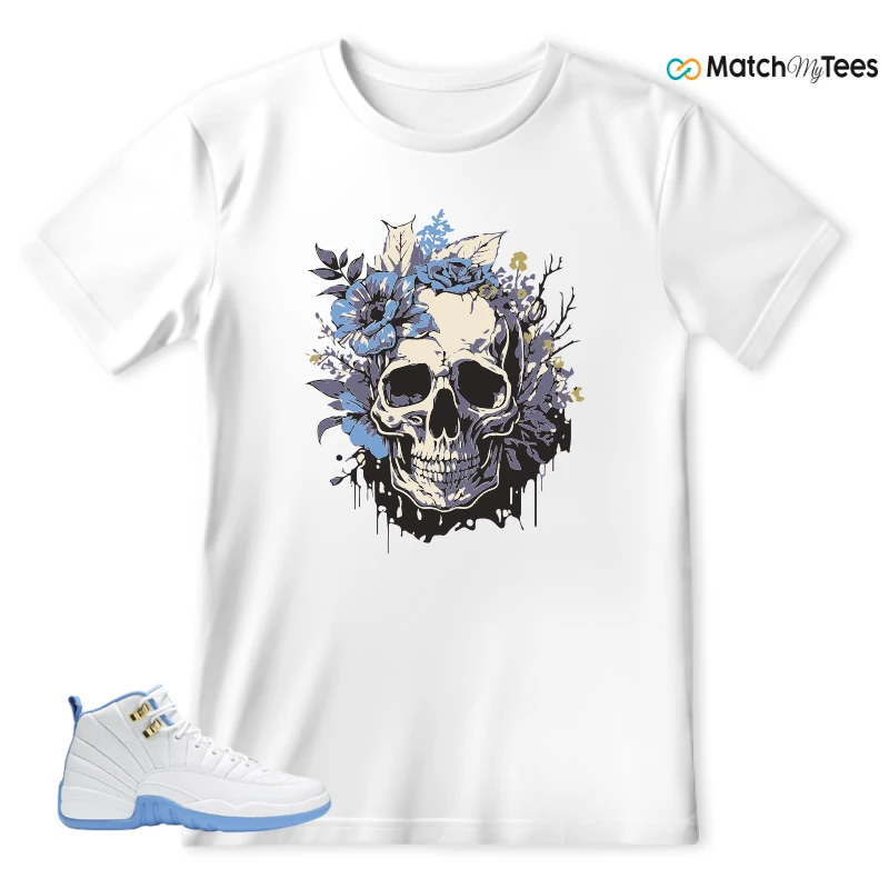 NIKE JORDAN 12 RETRO WHITE UNIVERSITY BLUE (2004) (WOMEN'S) SNEAKER Matching Tees t-shirt