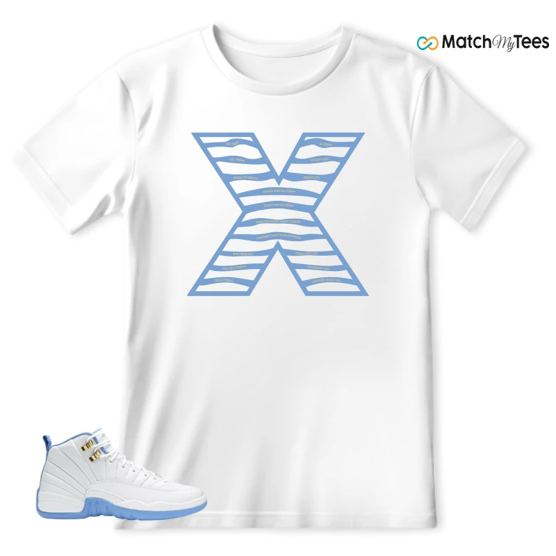 NIKE JORDAN 12 RETRO WHITE UNIVERSITY BLUE (2004) (WOMEN'S) SNEAKER Matching Tees t-shirt
