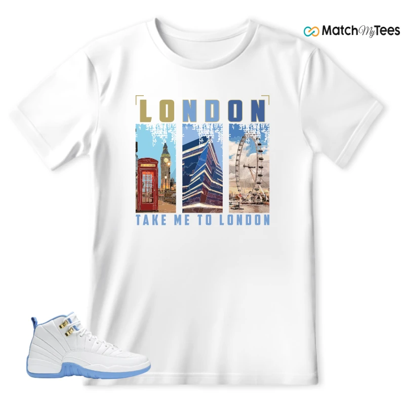 NIKE JORDAN 12 RETRO WHITE UNIVERSITY BLUE (2004) (WOMEN'S) SNEAKER Matching Tees t-shirt