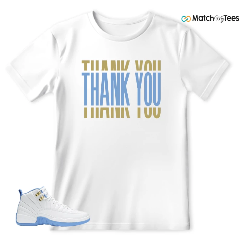 NIKE JORDAN 12 RETRO WHITE UNIVERSITY BLUE (2004) (WOMEN'S) SNEAKER Matching Tees t-shirt