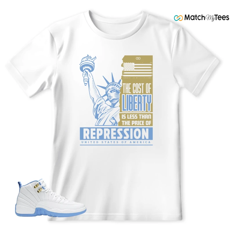 NIKE JORDAN 12 RETRO WHITE UNIVERSITY BLUE (2004) (WOMEN'S) SNEAKER Matching Tees t-shirt