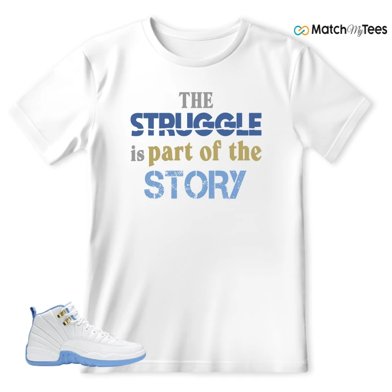 NIKE JORDAN 12 RETRO WHITE UNIVERSITY BLUE (2004) (WOMEN'S) SNEAKER Matching Tees t-shirt