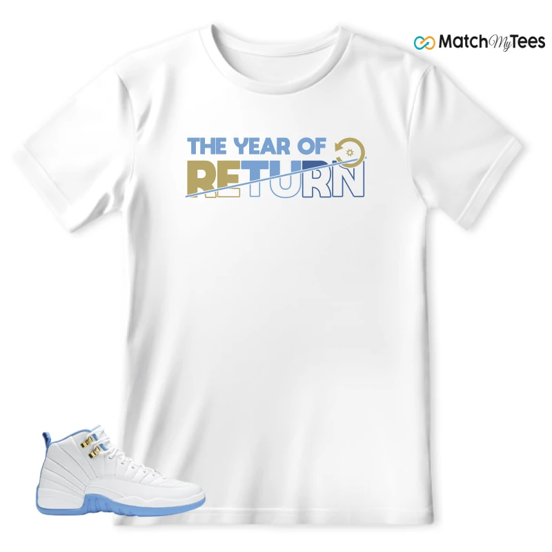 NIKE JORDAN 12 RETRO WHITE UNIVERSITY BLUE (2004) (WOMEN'S) SNEAKER Matching Tees t-shirt
