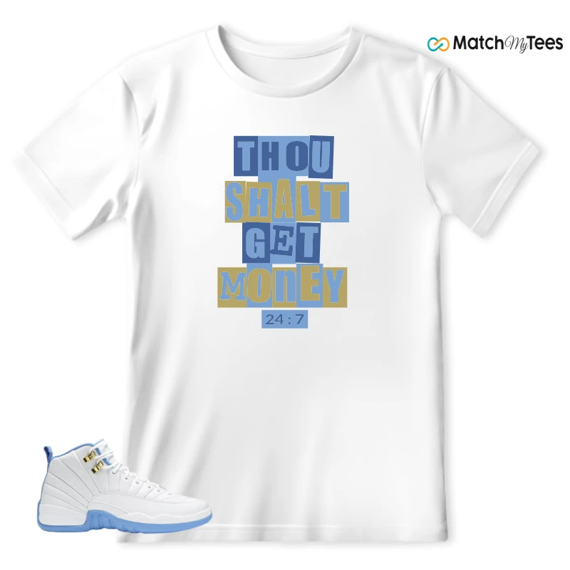 NIKE JORDAN 12 RETRO WHITE UNIVERSITY BLUE (2004) (WOMEN'S) SNEAKER Matching Tees t-shirt