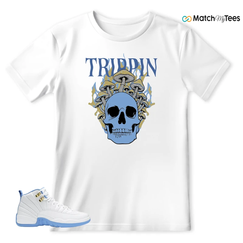 NIKE JORDAN 12 RETRO WHITE UNIVERSITY BLUE (2004) (WOMEN'S) SNEAKER Matching Tees t-shirt