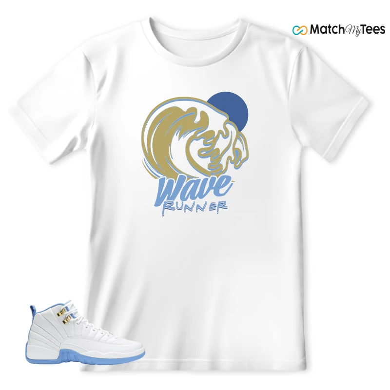 NIKE JORDAN 12 RETRO WHITE UNIVERSITY BLUE (2004) (WOMEN'S) SNEAKER Matching Tees t-shirt
