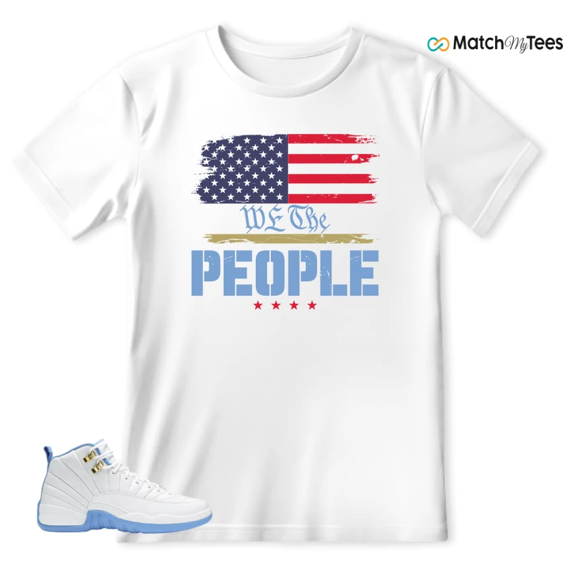 NIKE JORDAN 12 RETRO WHITE UNIVERSITY BLUE (2004) (WOMEN'S) SNEAKER Matching Tees t-shirt