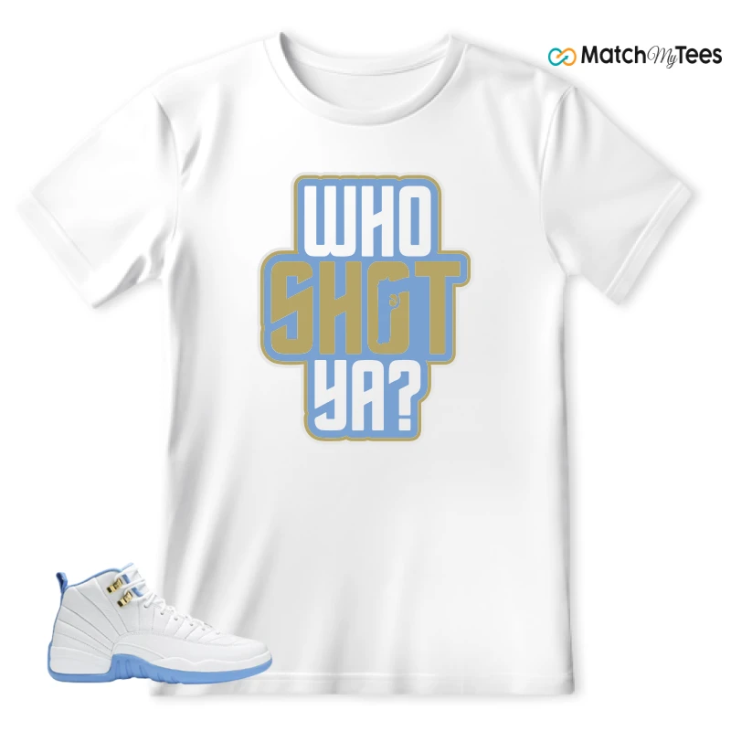 NIKE JORDAN 12 RETRO WHITE UNIVERSITY BLUE (2004) (WOMEN'S) SNEAKER Matching Tees t-shirt