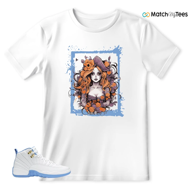 NIKE JORDAN 12 RETRO WHITE UNIVERSITY BLUE (2004) (WOMEN'S) SNEAKER Matching Tees t-shirt