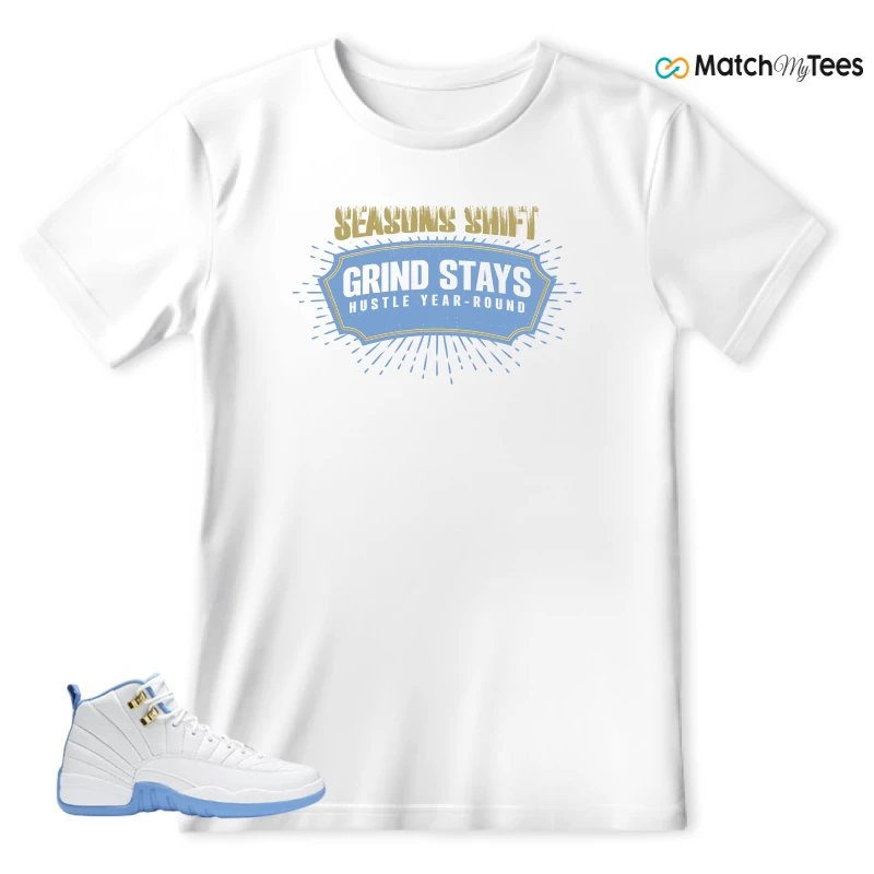 NIKE JORDAN 12 RETRO WHITE UNIVERSITY BLUE (2004) (WOMEN'S) SNEAKER Matching Tees t-shirt
