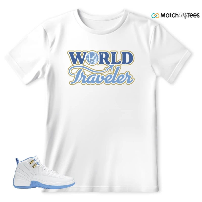 NIKE JORDAN 12 RETRO WHITE UNIVERSITY BLUE (2004) (WOMEN'S) SNEAKER Matching Tees t-shirt
