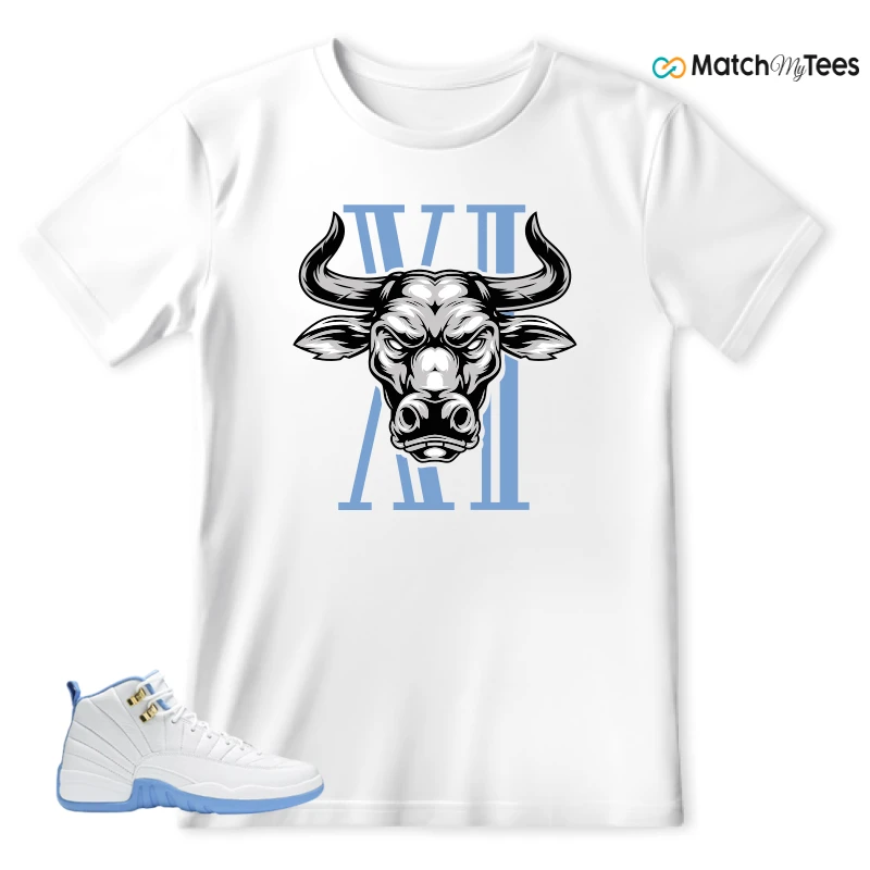 NIKE JORDAN 12 RETRO WHITE UNIVERSITY BLUE (2004) (WOMEN'S) SNEAKER Matching Tees t-shirt