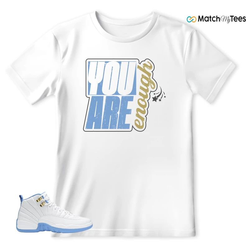 NIKE JORDAN 12 RETRO WHITE UNIVERSITY BLUE (2004) (WOMEN'S) SNEAKER Matching Tees t-shirt