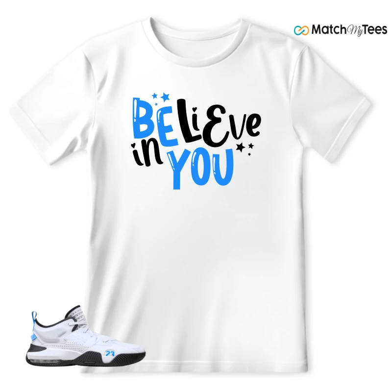 NIKE JORDAN STAY LOYAL 2 WHITE BLACK BLUE SNEAKER Matching Tees t-shirt