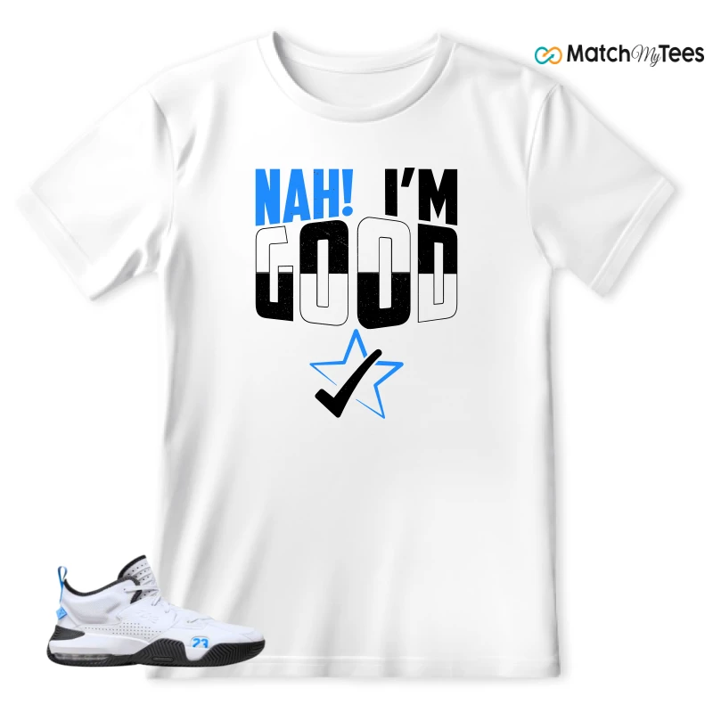 NIKE JORDAN STAY LOYAL 2 WHITE BLACK BLUE SNEAKER Matching Tees t-shirt