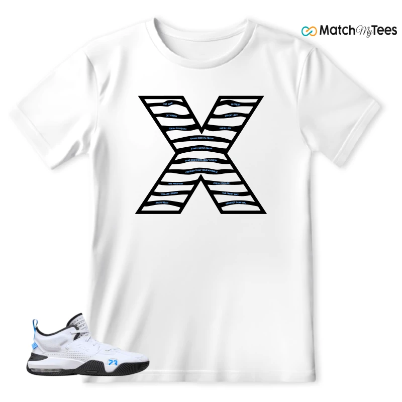 NIKE JORDAN STAY LOYAL 2 WHITE BLACK BLUE SNEAKER Matching Tees t-shirt