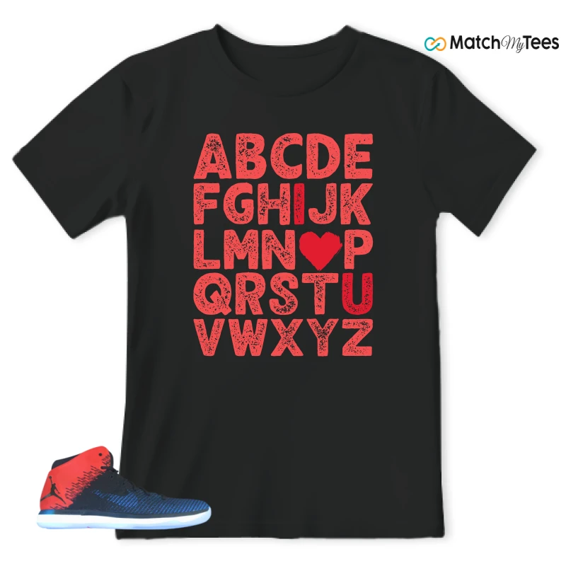 ABC LOVE Black matching T-shirt T-shirt