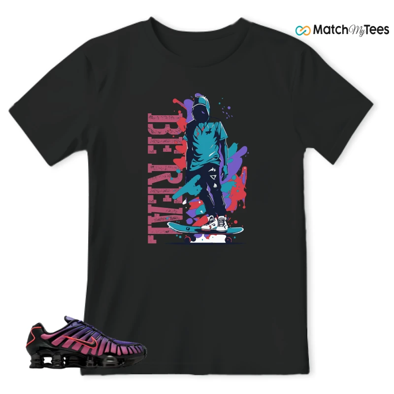 NIKE SHOX TL COURT PURPLE METALLIC BLACK SNEAKER Matching Tees t-shirt