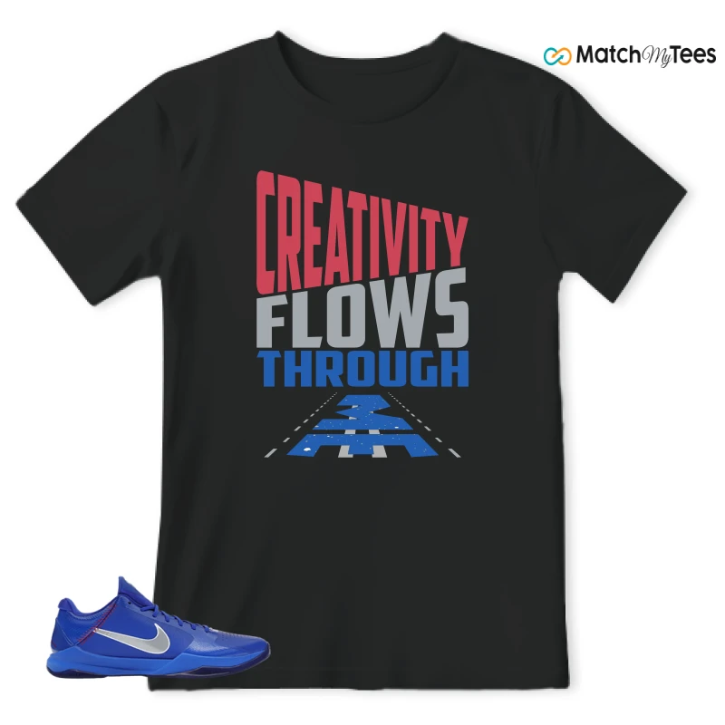 NIKE ZOOM KOBE 5 PROTRO DODGERS SNEAKER/RUSH BLUE/WOLF GREY/COMET RED matching T-shirt