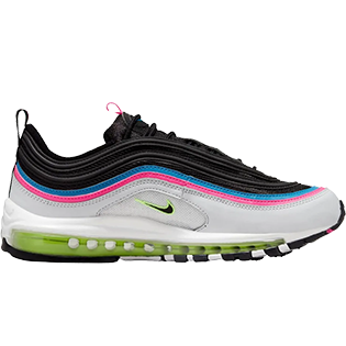 NIKE AIR MAX 97 NEON BLACK WHITE SNEAKER PLATINUM/PHOTO BLUE