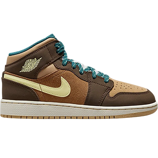 NIKE AIR JORDAN 1 MID CACAO WOW SNEAKER CACAO WOW/LUMINOUS GREEN