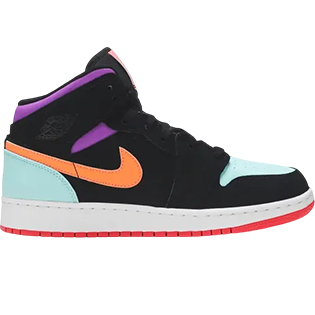 NIKE AIR JORDAN 1 MID MULTI-COLOR SNEAKER WHITE/BLACK