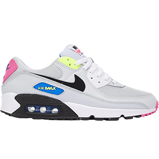 NIKE AIR MAX 90 GREY NEON SNEAKER PURE PLATINUM/PINK BLAST