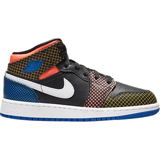 NIKE AIR JORDAN 1 MID MULTI-GRID SNEAKER BLACK/GAME ROYAL