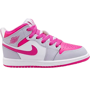 NIKE AIR JORDAN 1 MID KIDS IRIS WHISPER FIRE PINK SNEAKER IRIS WHISPER/WHITE