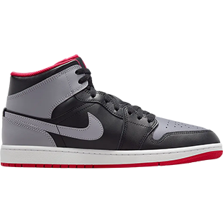 NIKE AIR JORDAN 1 MID BLACK CEMENT GREY FIRE RED SNEAKER BLACK/CEMENT GREY