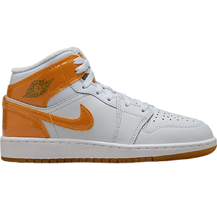 NIKE AIR JORDAN 1 MID SE WHITE ORANGE PEEL SNEAKER FOOTBALL GREY/PINE GREEN
