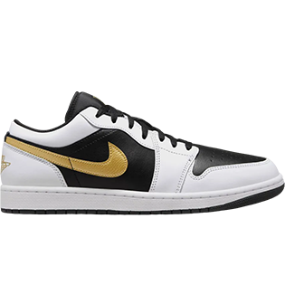 NIKE AIR JORDAN 1 LOW GOLD SWOOSH WHITE BLACK SNEAKER WHITE/BLACK