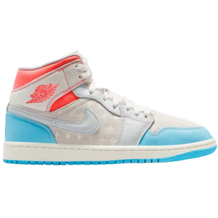 NIKE AIR JORDAN 1 MID SAIL HOT LAVA BLUE CHILL SNEAKER
